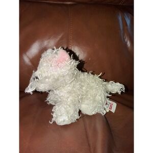 No code Webkinz Ganz White Curly Dog Plush Toy Pink Bow Stuffed Animal Small